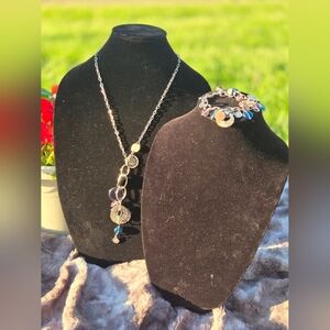 Lia Sophia Silver Necklace with Blue Accents
